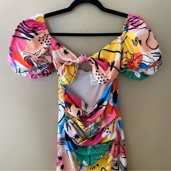 Agua Bendita Amber mini Dress x Revolve Bold print spandex swim Sz L NWT $248 - Picture 6 of 12